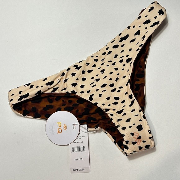 PilyQ PQ Wild Heart Reversible Animal Print Ruched Swim Bikini Bottom Size M NWT - Picture 8 of 8